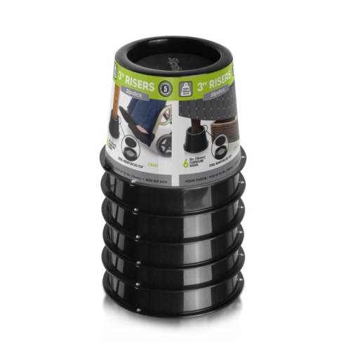 3 Inch Riser Stopper Set of 6 – 3” (75mm) Bed/Furniture Riser, Black – CB653 | Slipstick Foot